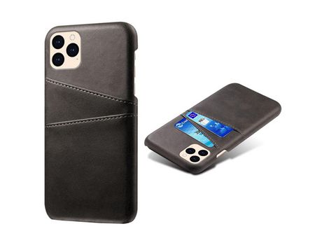 Carcasa TPU + PU con suporte de tarjeta doble negro por Apple iPhone 12 Max/12 Pro 6.1