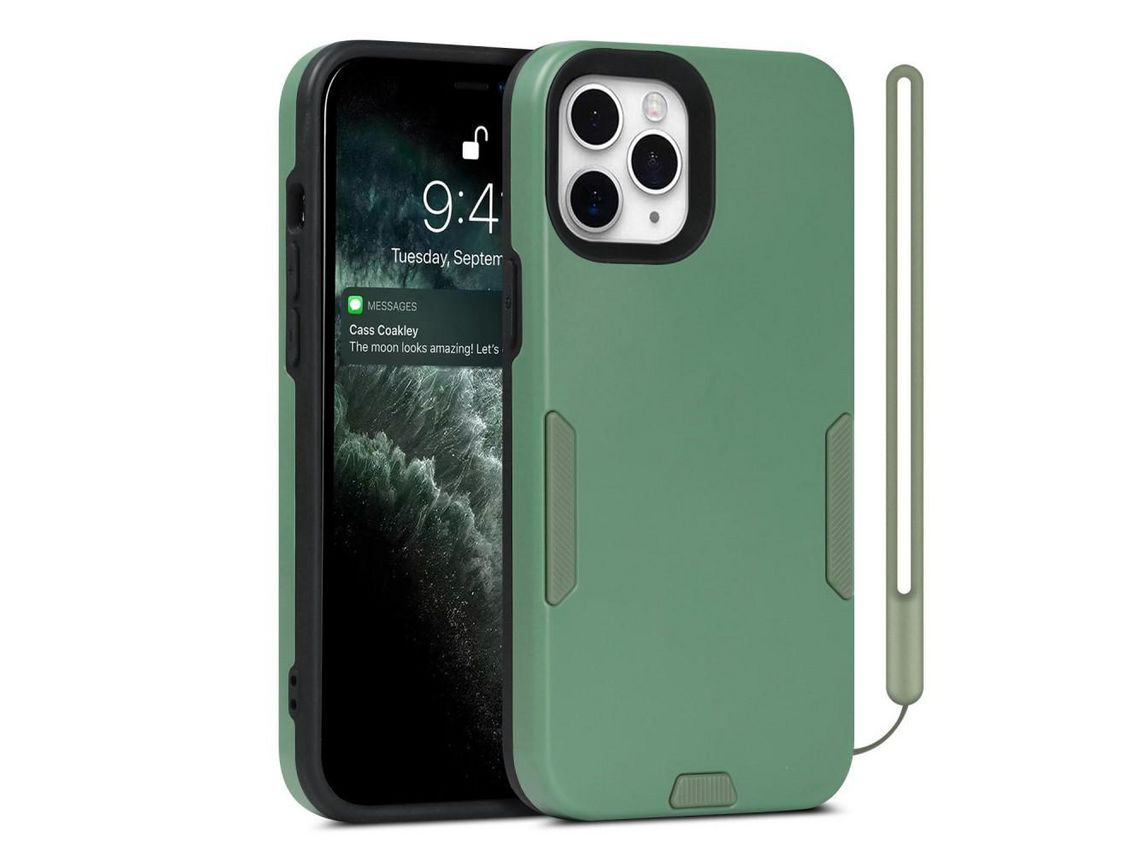 Funda TPU + PU 2 en 1 desmontable antiderrapante verde híbrido armado por iPhone 11 Pro 5.8