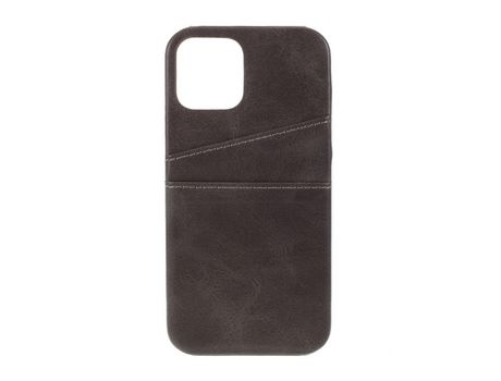 Carcasa TPU + PU con suporte de tarjeta doble café por Apple iPhone 12 Pro/12 Max 6.1