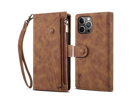 Funda PU à prova de poeira marrón por iPhone 13 Pro Max 6.7