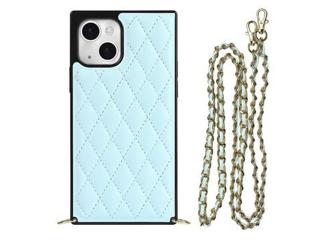 Funda TPU + microfibra con bandolera de ombro azul por iPhone 13 mini