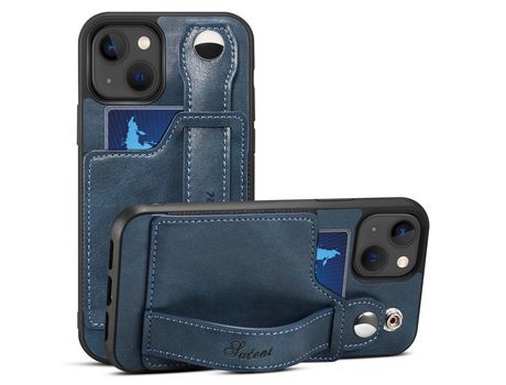 Funda TPU + PU con muleta por pulseira y porta-tarjeta azul por iPhone 13 mini 5.4