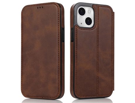 Funda TPU + PU con suporte magnético y suporte de tarjeta marrón por iPhone 13 6.1