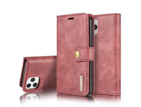 Carcasa PU + TPU destacável 2-in-1 división vinho rojo por Apple iPhone 12 Pro/12 Max 6.1