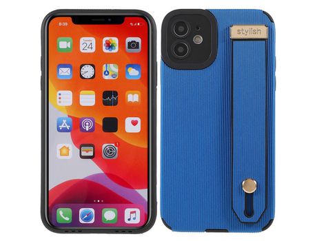 Funda TPU + microfibra recorte preciso con suporte de pulso azul por iPhone 12 6.1