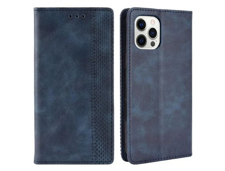 Funda PU + TPU autoabsorbente à prova de queda estilo vintage con fundo azul por iPhone 13 Pro 6.1