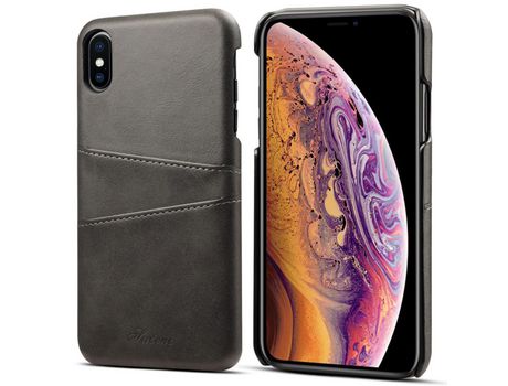 Funda TPU + PU con slots de tarjeta negro por iPhone XS Max 6.5