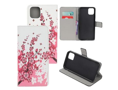 Carcasa PU impresión patrón con suporty flor de ameixa por Apple iPhone XR 6.1 pouces (2019)