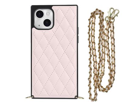 Funda TPU + microfibra con bandolera de ombro rosa por iPhone 13 6.1