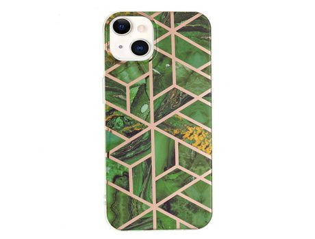Funda TPU patrón de mármol galvanizado losango verde por iPhone 13 mini 5.4