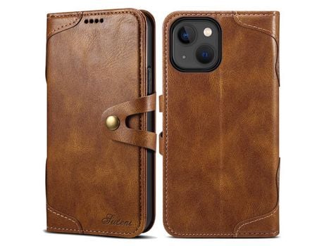 Funda PU fechamento de botón marrón por iPhone 13 mini 5.4