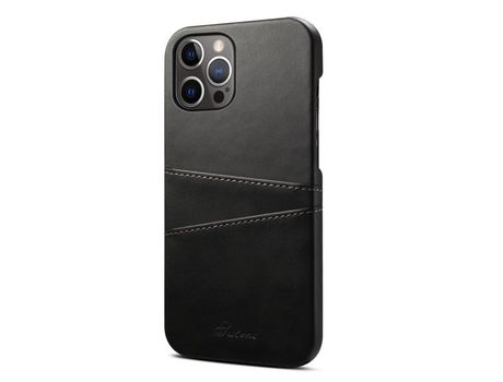 Funda TPU + PU a prueba de choques con slots de tarjeta negro por iPhone 12 Pro Max 6.7