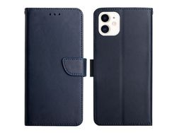 Funda de couro genuino textura de napa azul por iPhone 11 6.1