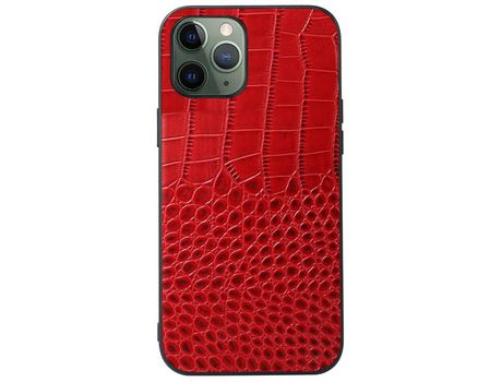 Funda de couro genuino textura de cocodrilo rojo por iPhone 11 Pro 5.8