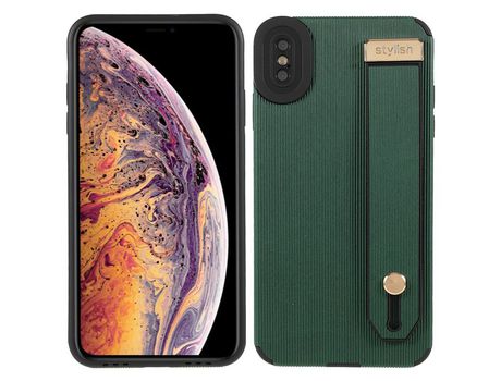 Funda TPU + microfibra con suporte de pulso verde por iPhone X/XS 5.8