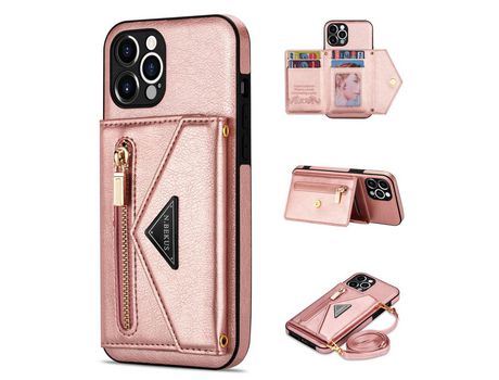 Funda PU N.BEKUS Anti-lágrimas rosa por iPhone 13 Pro Max 6.7