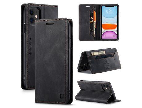 Carcasa PU rfid bloqueando retro mate negro por Apple iPhone 11 6.1
