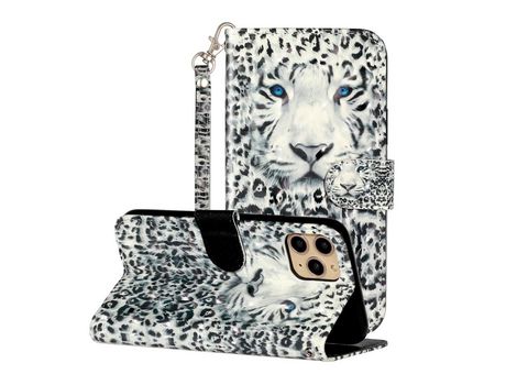 Carcasa PU blanqueamiento con pontos claro sellado en relevo cara de leopardo por Apple iPhone 11 Pro Max 6.5