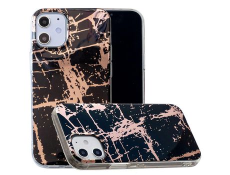 Carcasa TPU de galvanoplastia de patrón de mármol negro por Apple iPhone 12 5.4