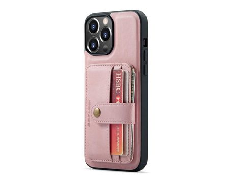 Funda TPU + PU JEEHOOD 2 en 1 desmontable rosa por iPhone 13 Pro 6.1