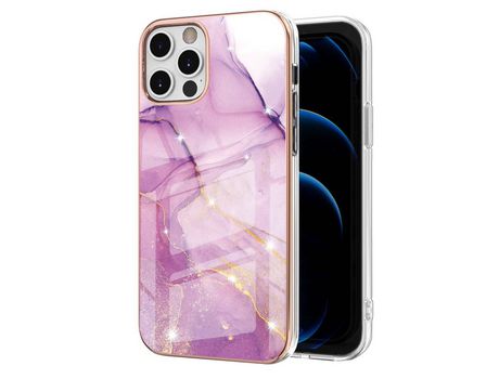 Funda TPU galvanizado patrón de mármol púrpura por iPhone 12 Pro Max 6.7