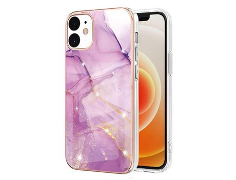 Funda TPU galvanizado patrón de mármol púrpura por iPhone 12 6.1
