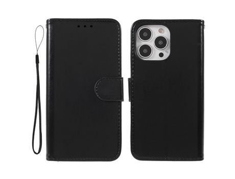 Funda PU magnético con soporte negro por iPhone 13 Pro 6.1