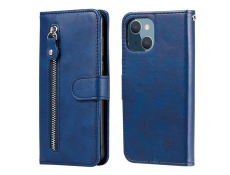 Funda PU + TPU bolso con zíper azul anti-queda por iPhone 13 mini 5.4