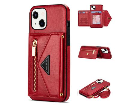 Funda PU N.BEKUS con muleta y tanga rojo por iPhone 13 6.1