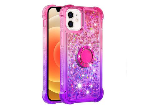Funda TPU patrón de brilho de areia movediça con muleta Rosa púrpura por iPhone 12 mini 5.4