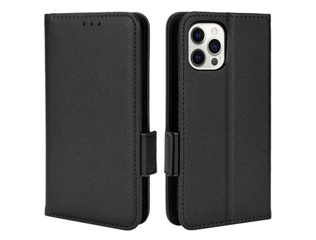 Funda PU textura de lichi Cerrar magnético negro por iPhone 12/12 Pro 6.1