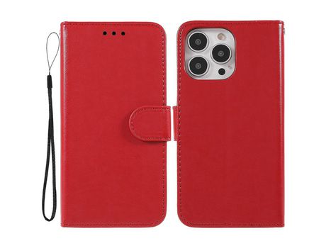 Funda PU magnético con soporte rojo por iPhone 13 Pro 6.1