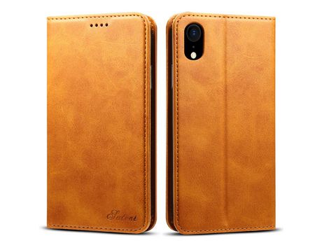 Funda PU Anti-lágrimas absorción magnética con soporte caqui por iPhone XR 6.1