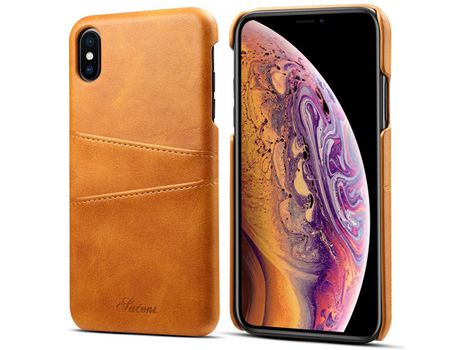 Funda TPU + PU con slots de tarjeta caqui por iPhone XS Max 6.5