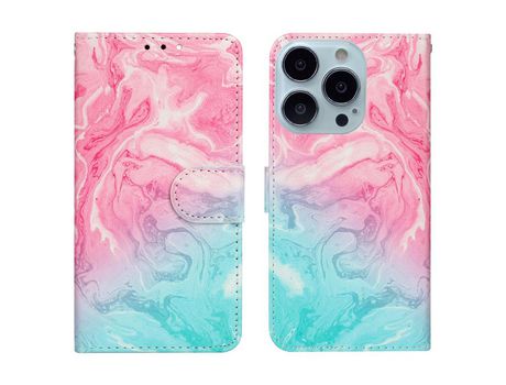 Funda PU + TPU con suporte rosa verde por iPhone 13 Pro Max 6.7