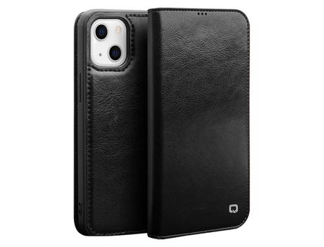 Funda de couro genuino QIALINO con suporte negro por iPhone 13 mini 5.4