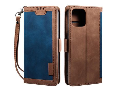 Funda PU + TPU estilo retro con porta-tarjetas azul por iPhone 13 6.1