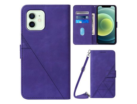 Funda PU patrón de linhas a prueba de choques púrpura por iPhone 12 Pro 6.1 /12 6.1