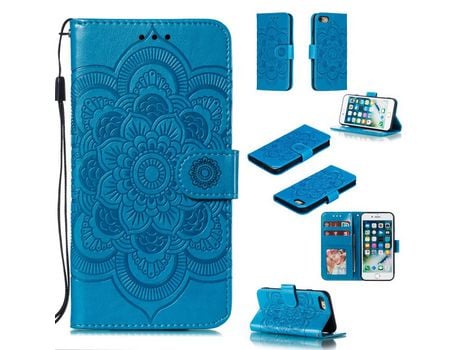 Carcasa PU flor malanda con suporte azul por Apple iPhone 8/7 4.7 pouces