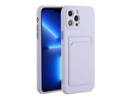 Funda TPU flexível con porta-tarjetas externo púrpura claro por iPhone 13 Pro Max 6.7