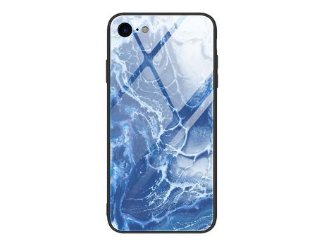 Carcasa TPU híbrido de vidrio de textura de mármol estilo C por Apple iPhone SE (2nd Gen)/8/7