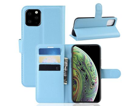 Carcasa PU azul claro con apoyo por Apple iPhone 5.8 (2019)