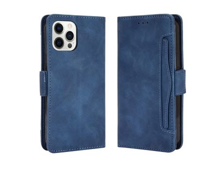 Funda PU + TPU con suporte y porta-tarjetas azul por iPhone 13 Pro Max 6.7
