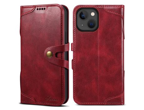 Funda PU fechamento de botón rojo por iPhone 13 mini 5.4