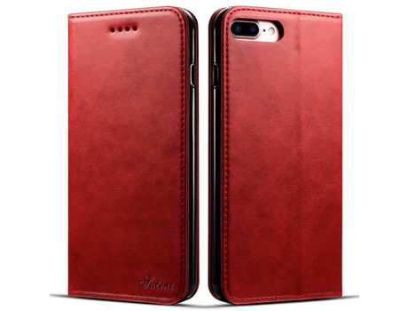 Funda PU absorción magnética con soporte rojo por iPhone 7 Plus/8 Plus 5.5 inch
