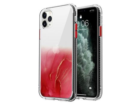 Funda TPU + acrílico patrón de mármol rojo por iPhone 13 6.1