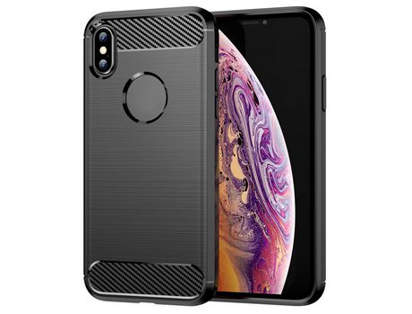Funda TPU textura de fibra de carbono flexível negro por iPhone XS Max 6.5