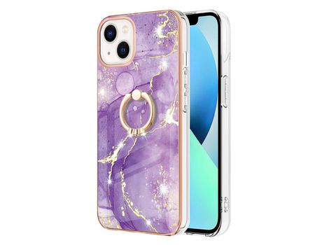 Funda TPU galvanizado patrón de mármol con bandolera roxa por iPhone 13 6.1