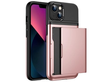 Funda TPU con suporte por tarjeta ouro rosa por iPhone 13 6.1
