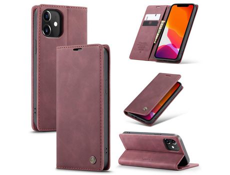 Carcasa PU auto-absorbido vinho rojo por Apple iPhone 12 Max/12 Pro 6.1